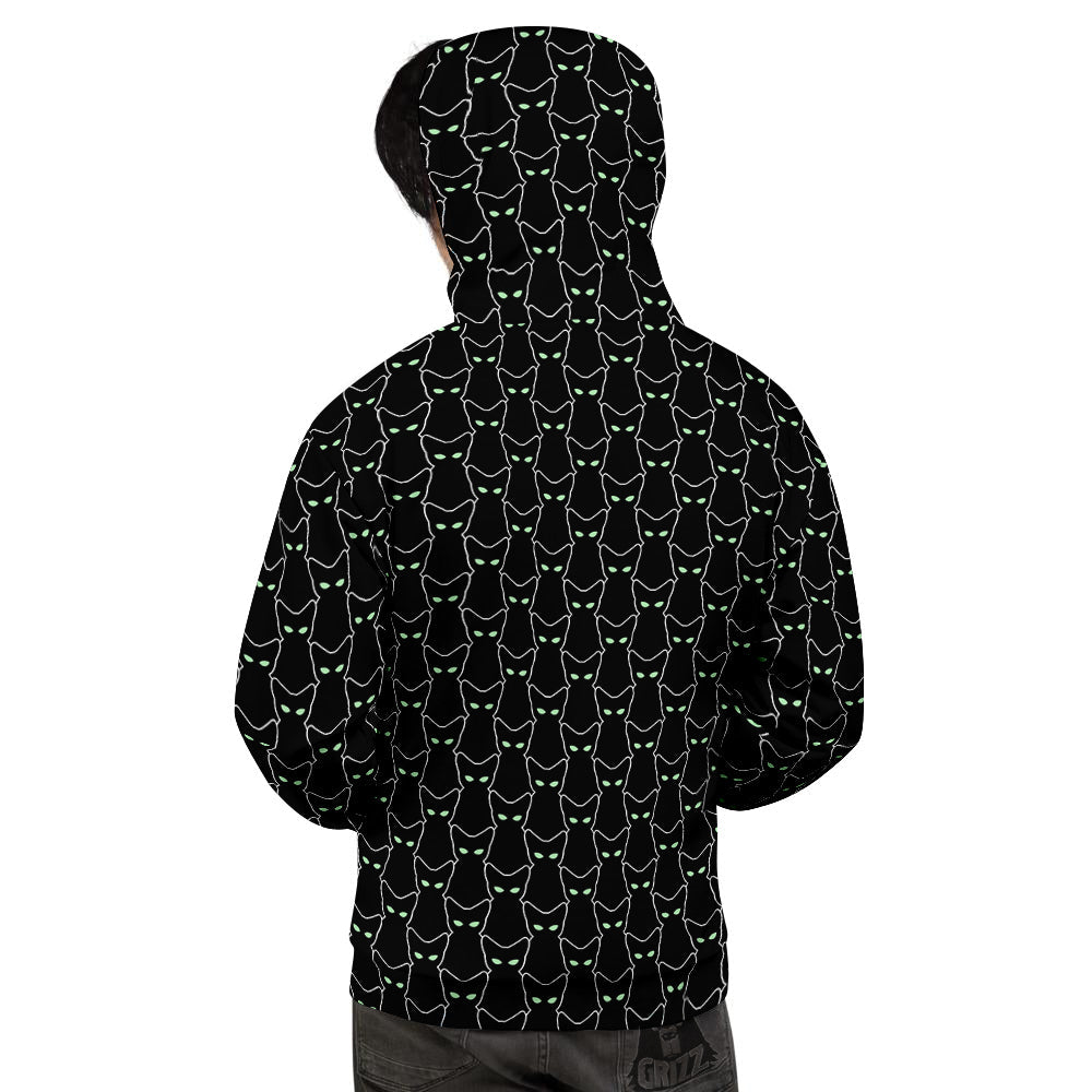 Black Cat Alien Print Pattern Men's Hoodie-grizzshop