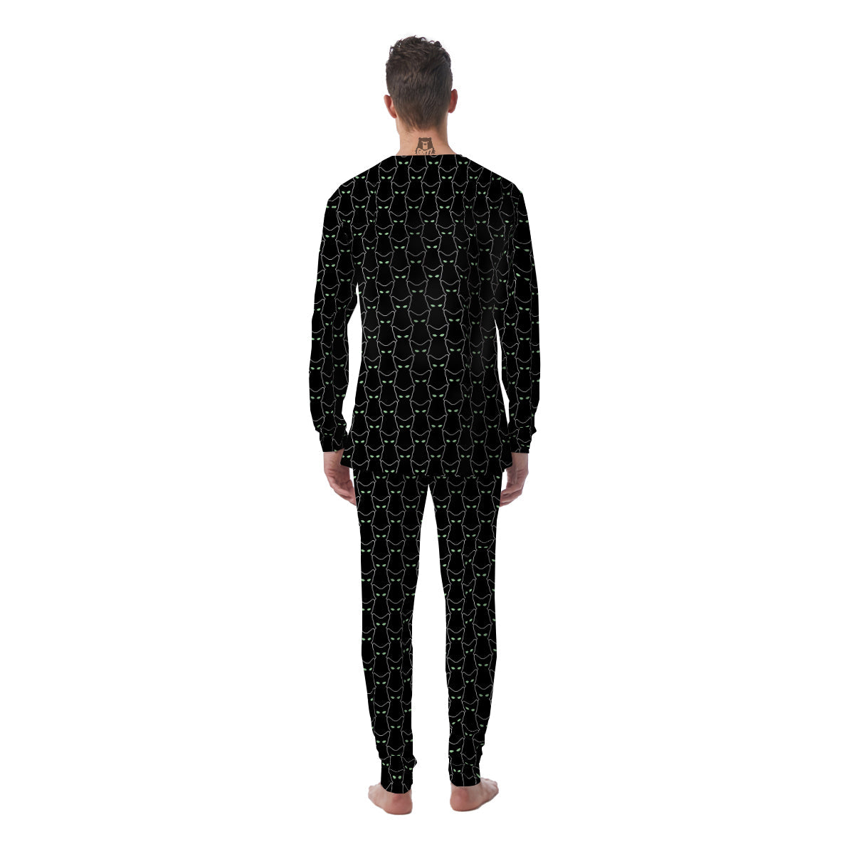 Black Cat Alien Print Pattern Men's Pajamas-grizzshop