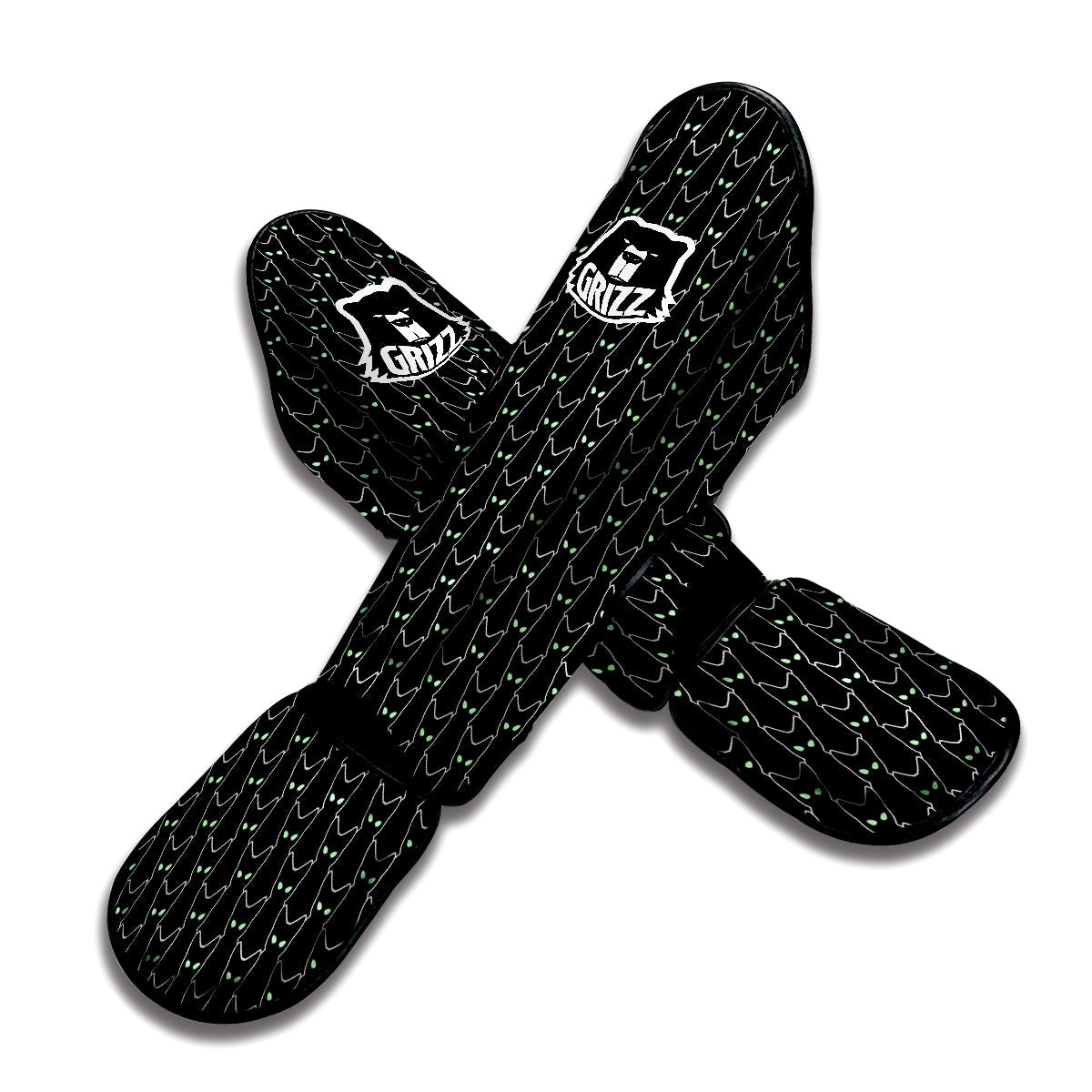 Black Cat Alien Print Pattern Muay Thai Shin Guards-grizzshop