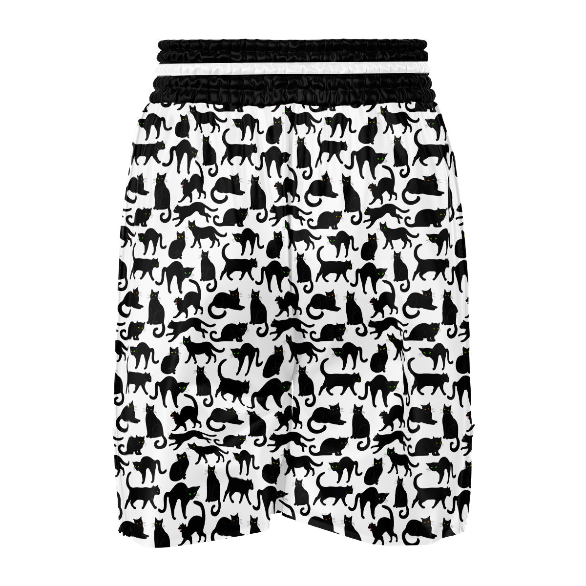 Black Cat And White Print Pattern Boxing Shorts-grizzshop
