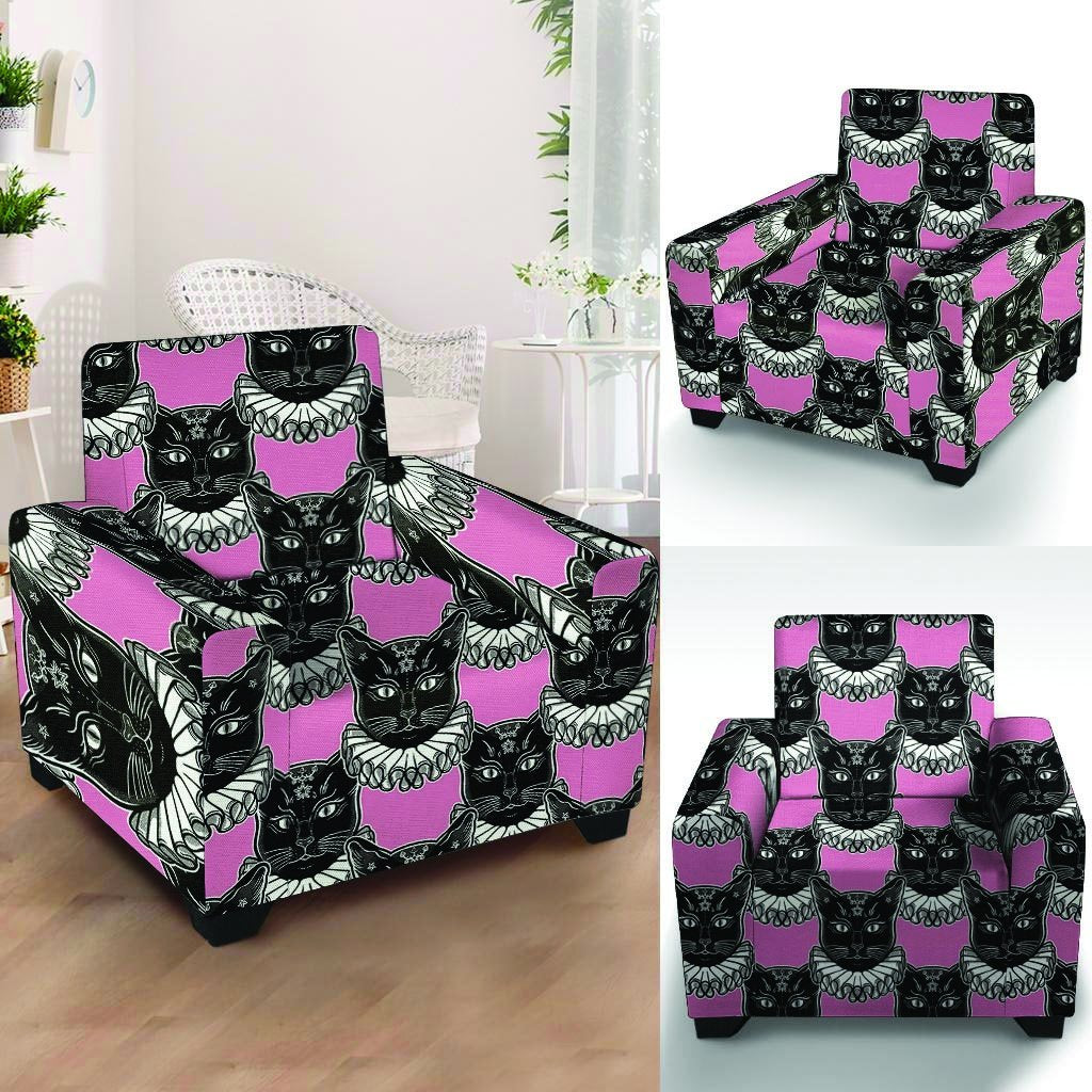 Black Cat Gothic Armchair Cover-grizzshop