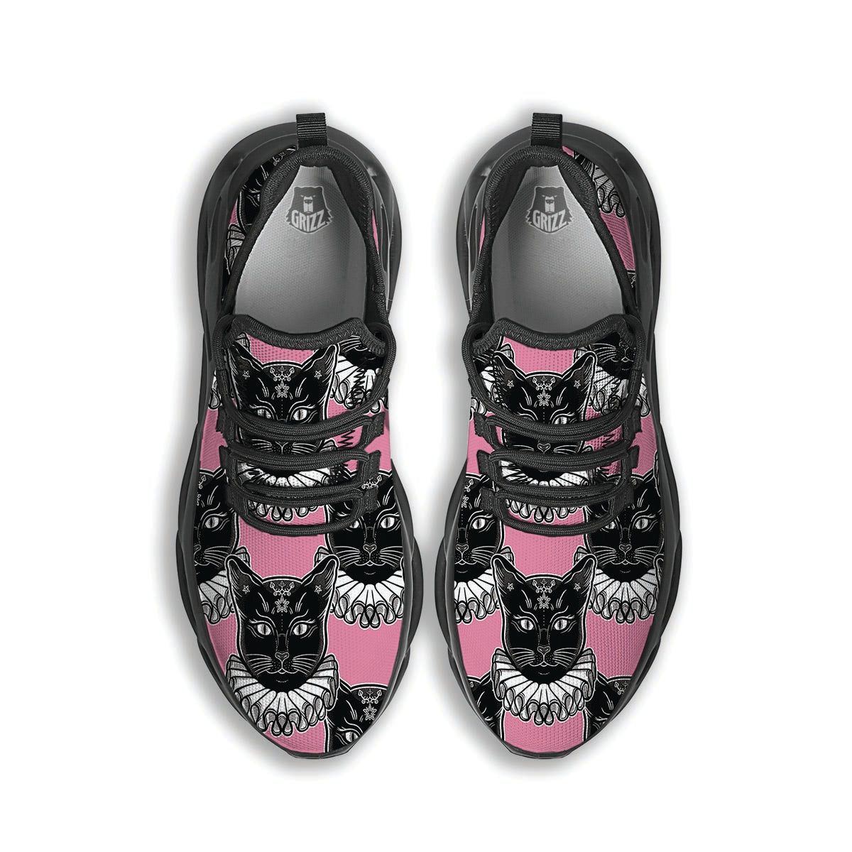 Black Cat Gothic Black Running Shoes-grizzshop
