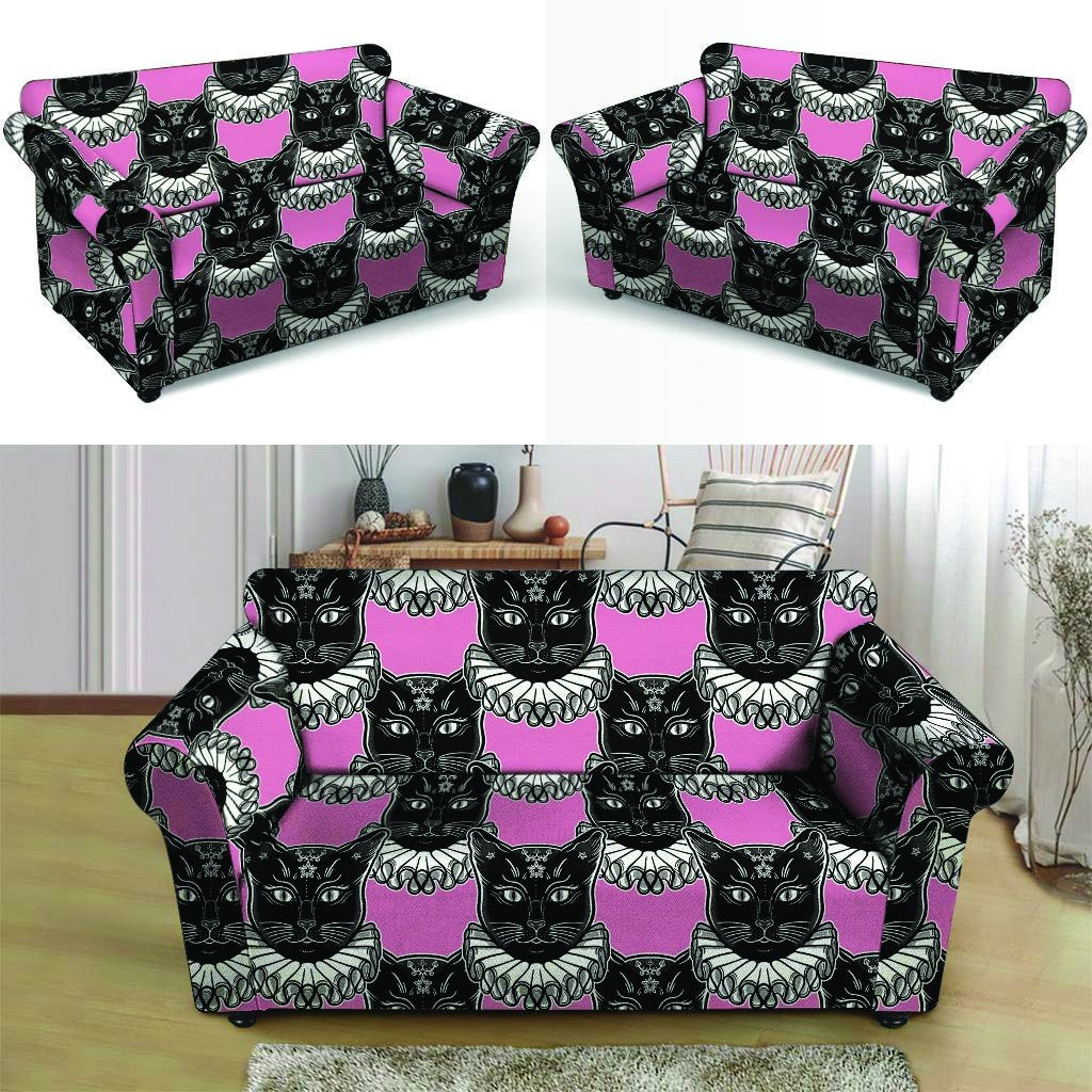 Black Cat Gothic Loveseat Cover-grizzshop