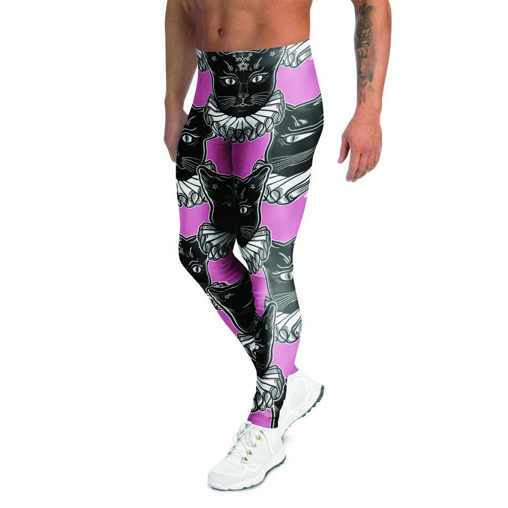 Black Cat Gothic Men's Leggings-grizzshop