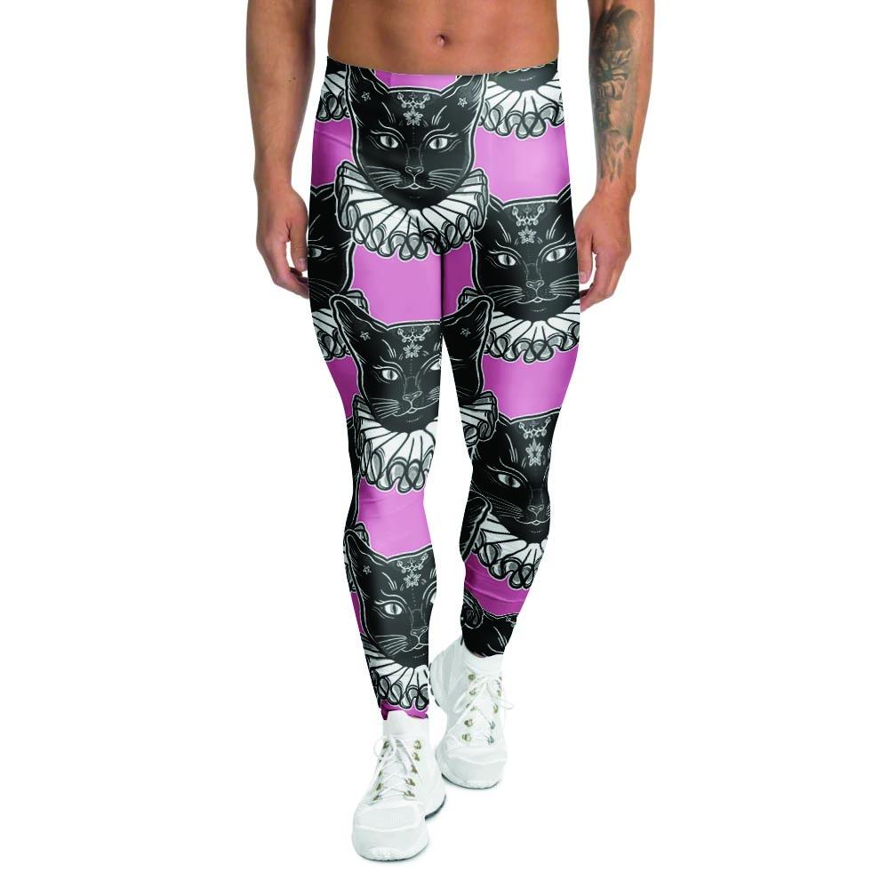 Black Cat Gothic Men's Leggings-grizzshop