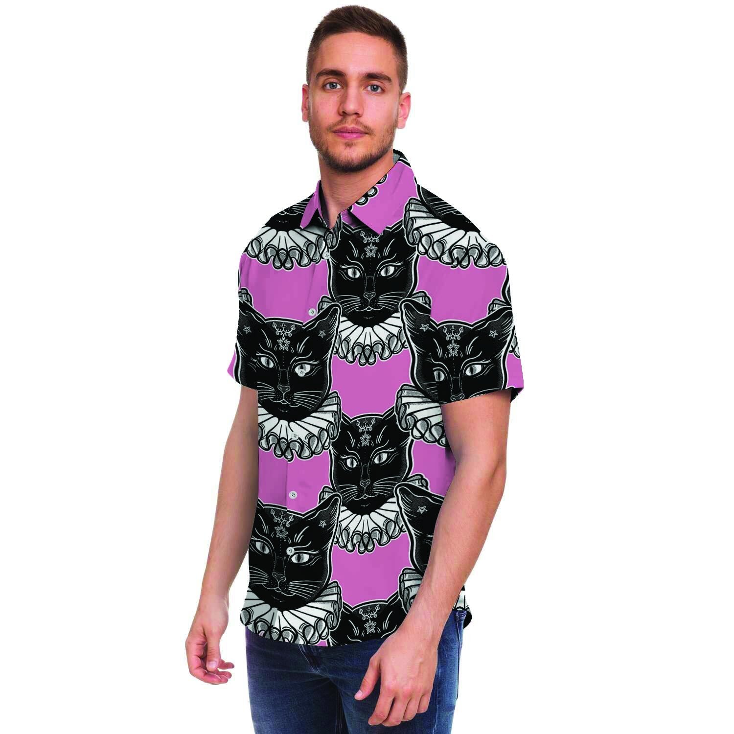 Black Cat Gothic Men's Short Sleeve Shirt-grizzshop