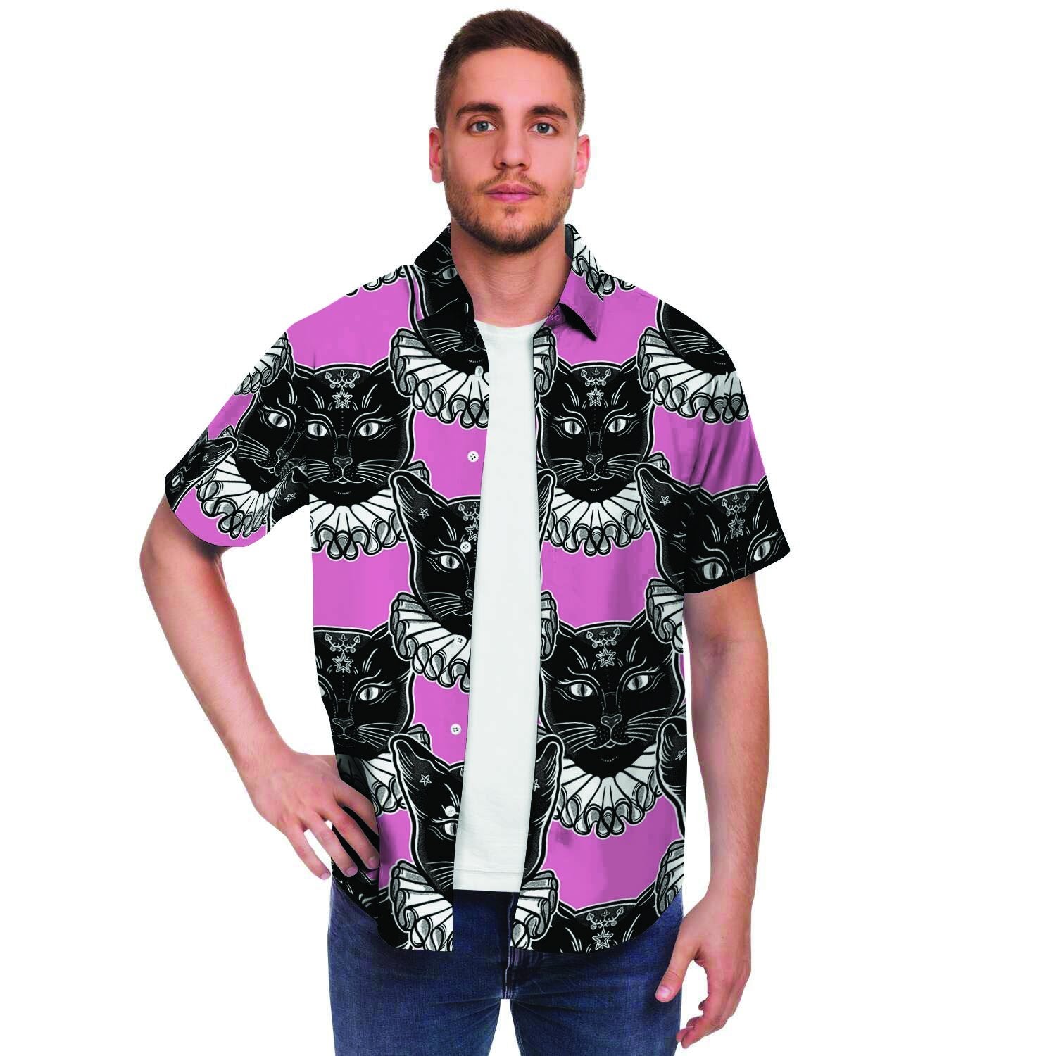 Black Cat Gothic Men's Short Sleeve Shirt-grizzshop