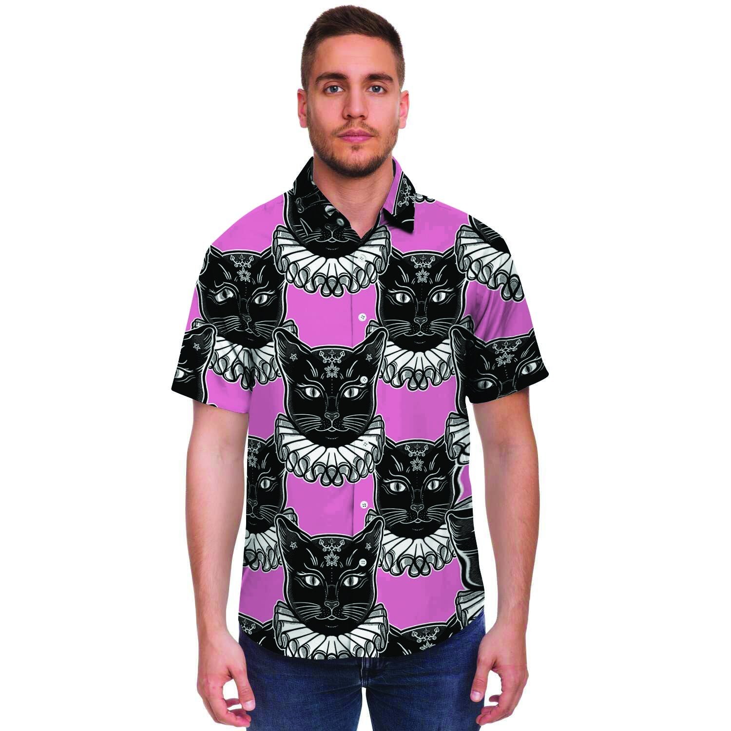 Black Cat Gothic Men's Short Sleeve Shirt-grizzshop