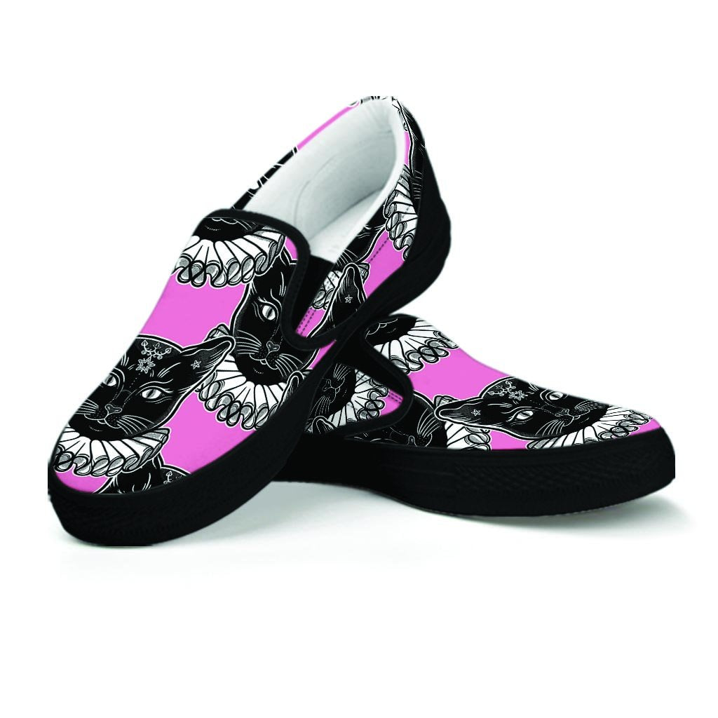 Black Cat Gothic Men's Slip On Sneakers-grizzshop