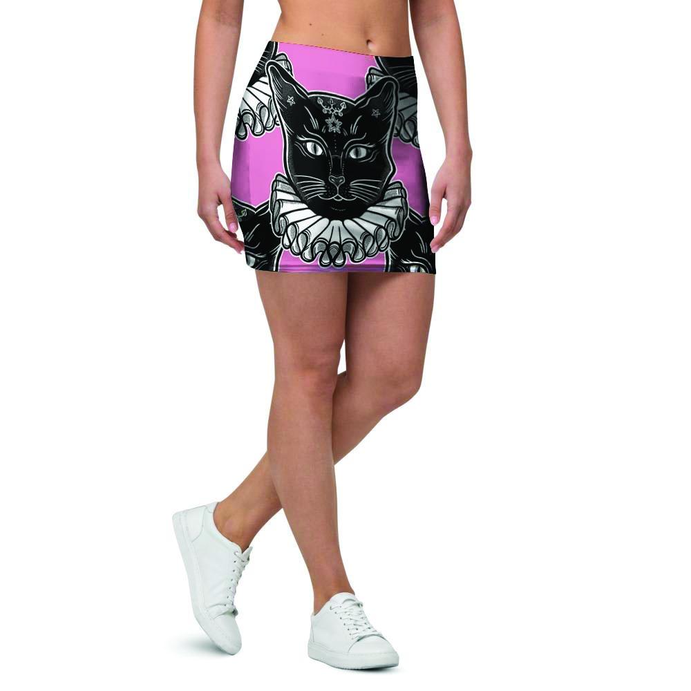 Black Cat Gothic Mini Skirt-grizzshop