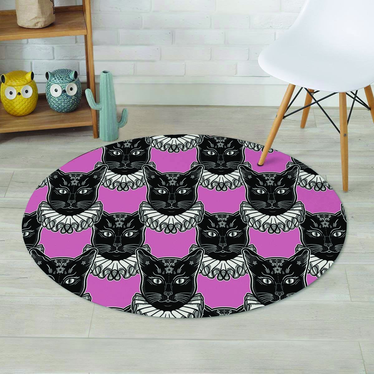 Black Cat Gothic Round Rug-grizzshop