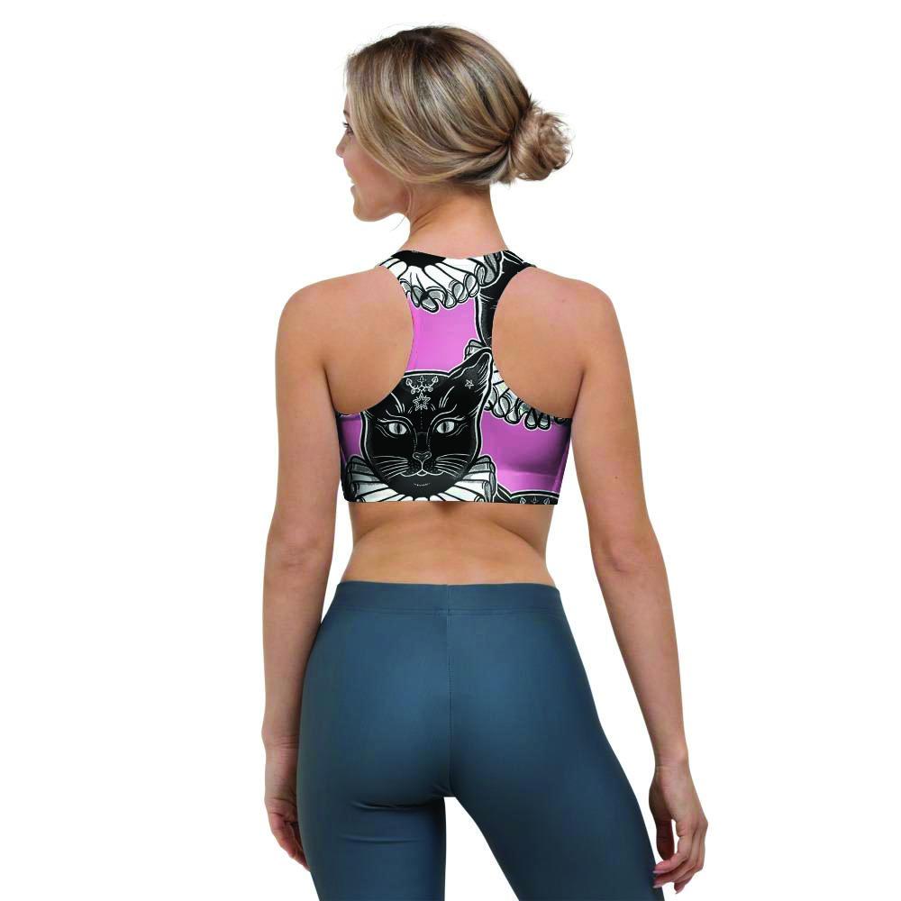 Black Cat Gothic Sports Bra-grizzshop