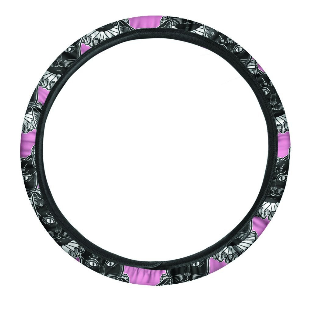 Black Cat Gothic Steering Wheel Cover-grizzshop