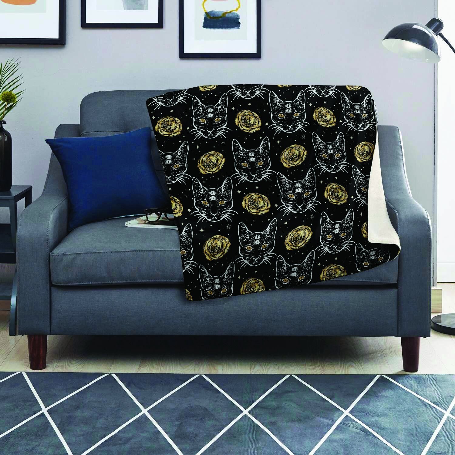 Black Cat Gothic Witch Blanket-grizzshop