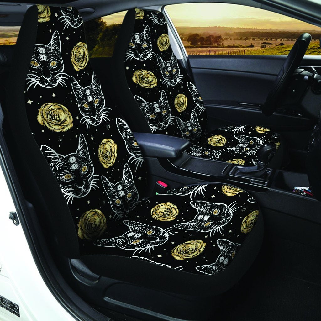 Black Cat Gothic Witch Car Seat Covers-grizzshop