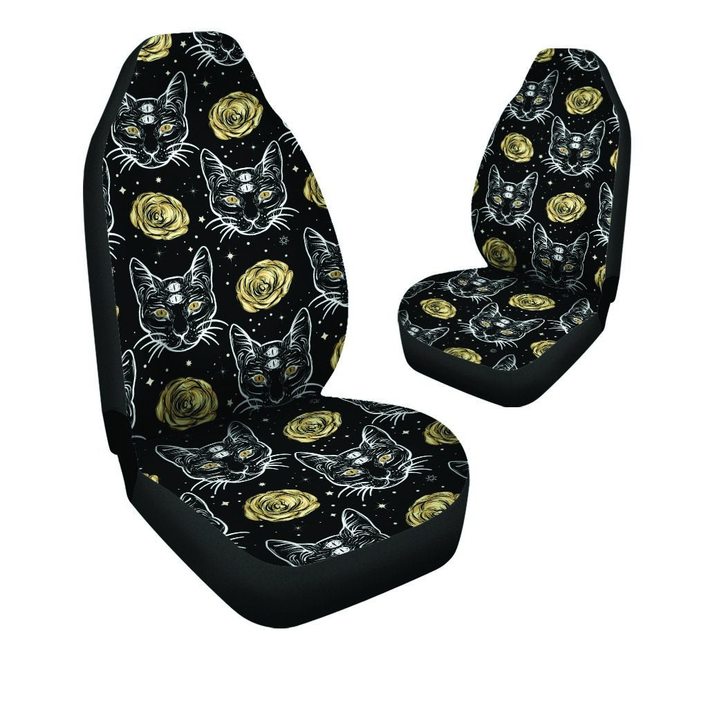 Black Cat Gothic Witch Car Seat Covers-grizzshop