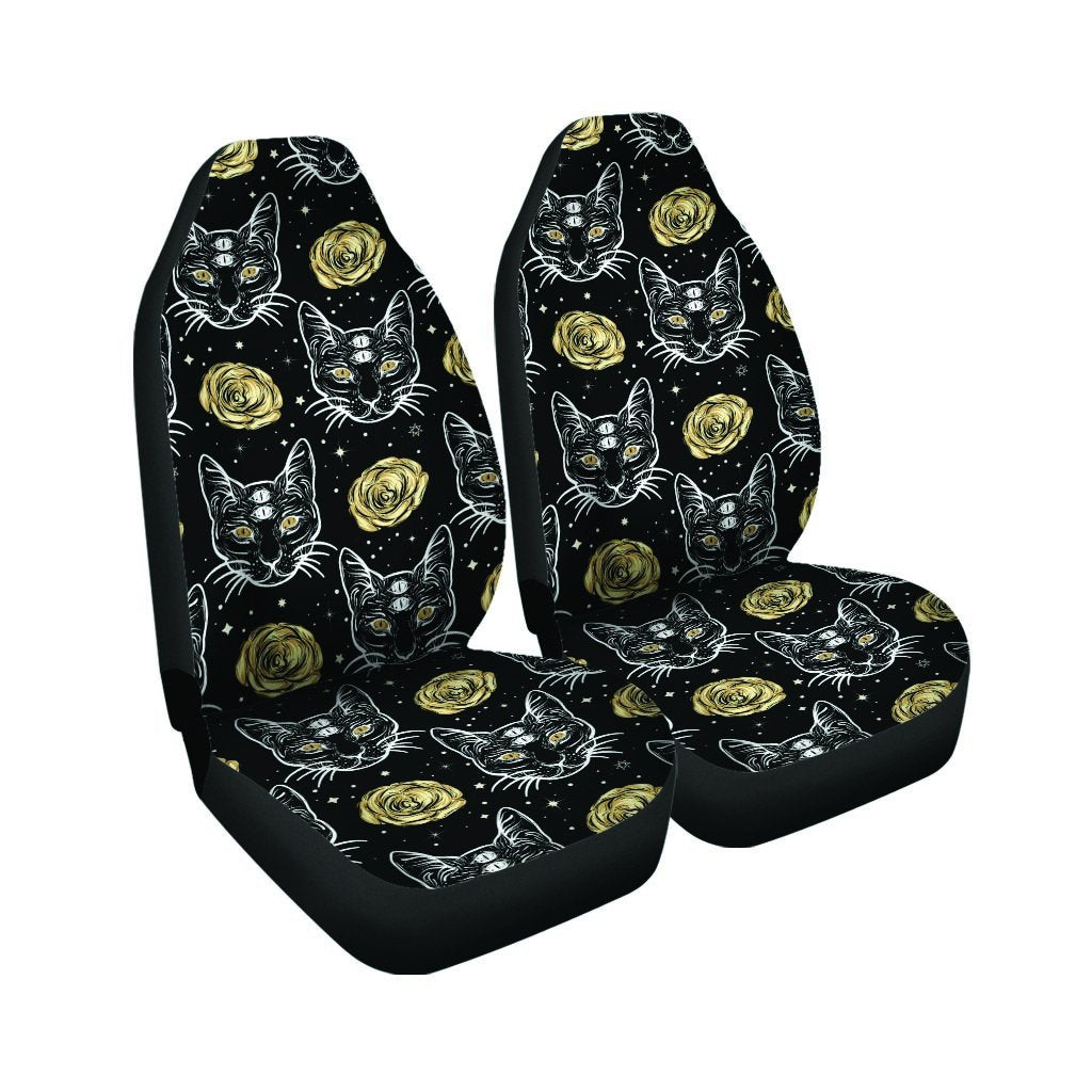 Black Cat Gothic Witch Car Seat Covers-grizzshop