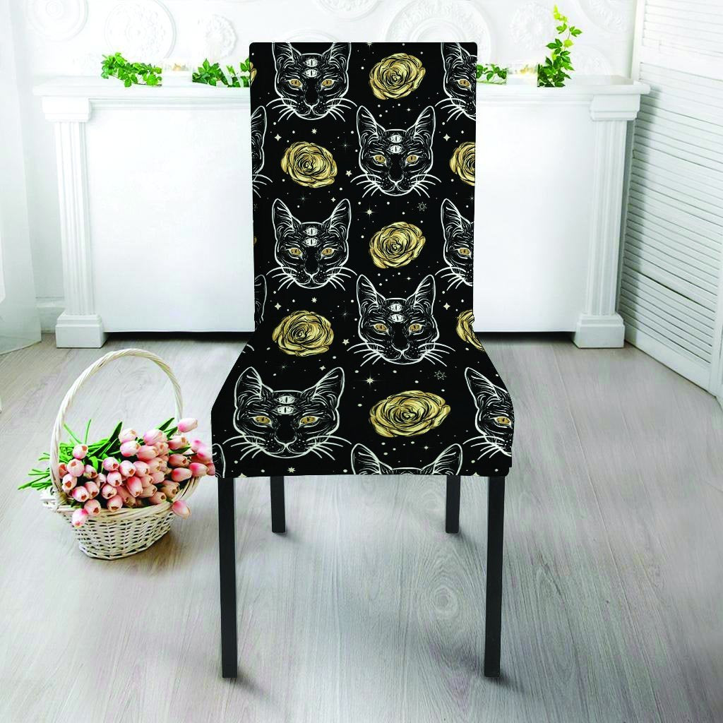 Black Cat Gothic Witch Chair Cover-grizzshop