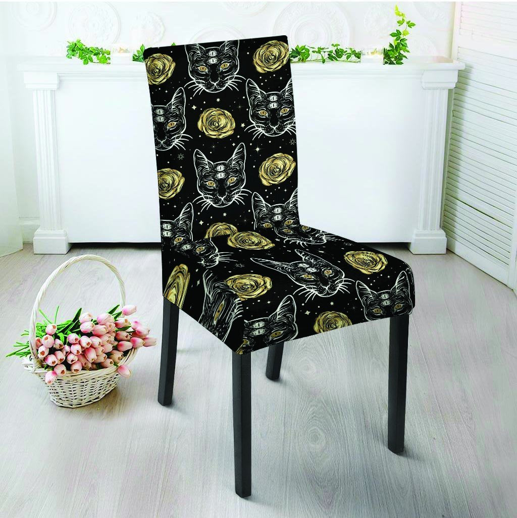 Black Cat Gothic Witch Chair Cover-grizzshop