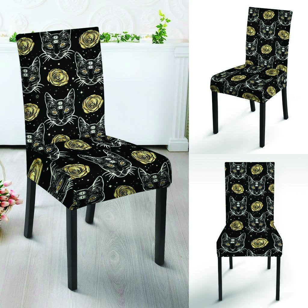 Black Cat Gothic Witch Chair Cover-grizzshop