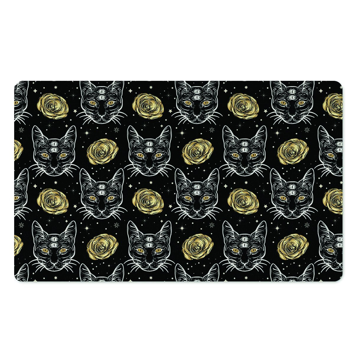 Black Cat Gothic Witch Door Mat-grizzshop