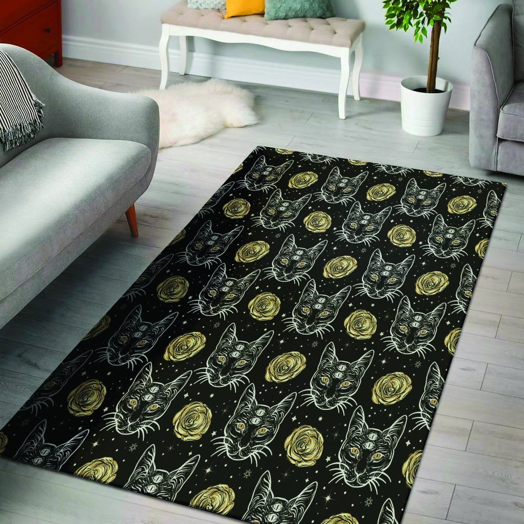 Black Cat Gothic Witch Floor Mat-grizzshop