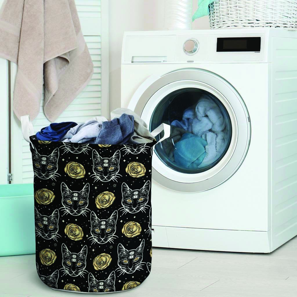 Black Cat Gothic Witch Laundry Basket-grizzshop