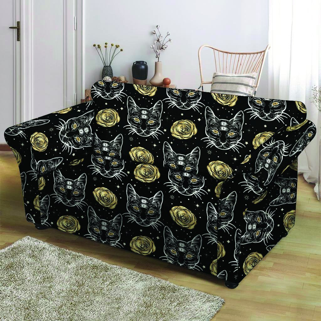 Black Cat Gothic Witch Loveseat Cover-grizzshop