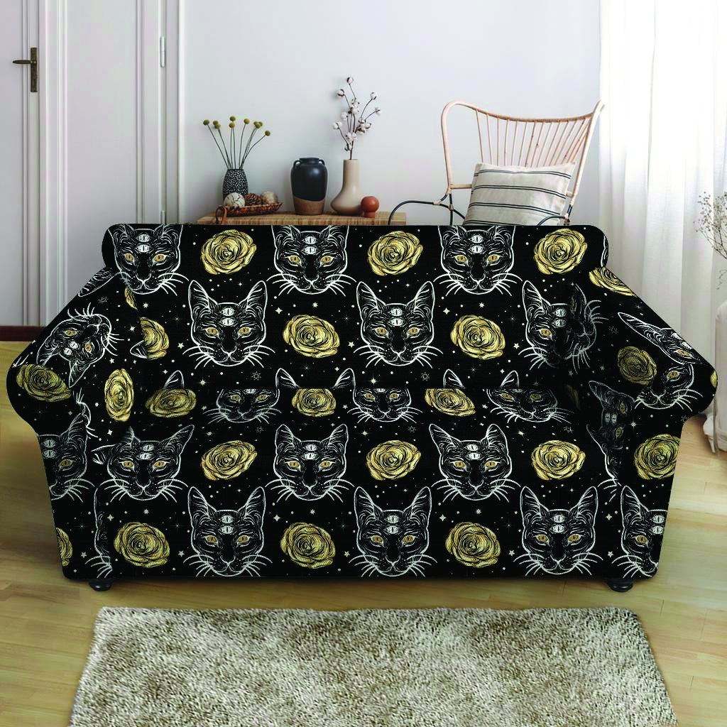 Black Cat Gothic Witch Loveseat Cover-grizzshop