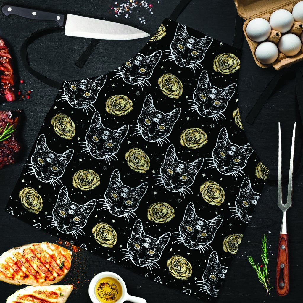 Black Cat Gothic Witch Men's Apron-grizzshop