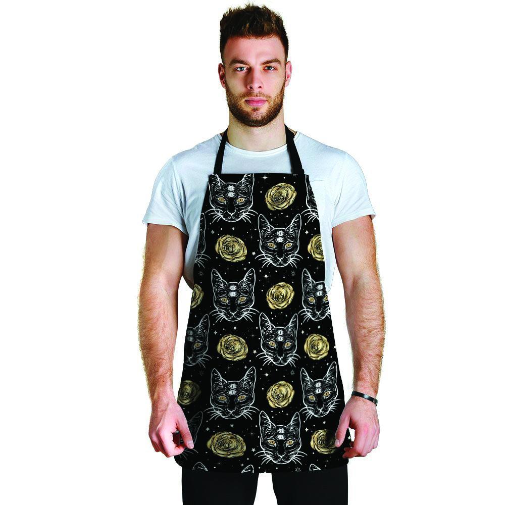 Black Cat Gothic Witch Men's Apron-grizzshop