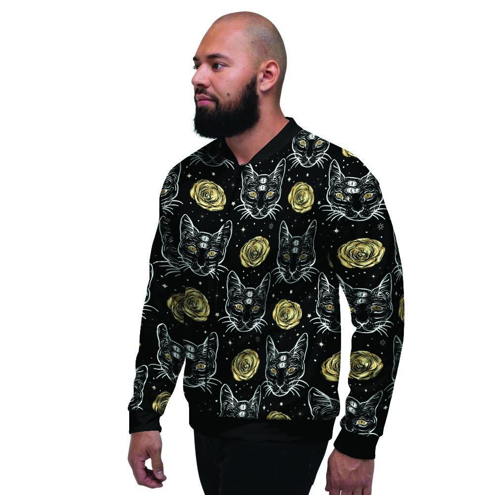 Black Cat Gothic Witch Men's Bomber Jacket-grizzshop