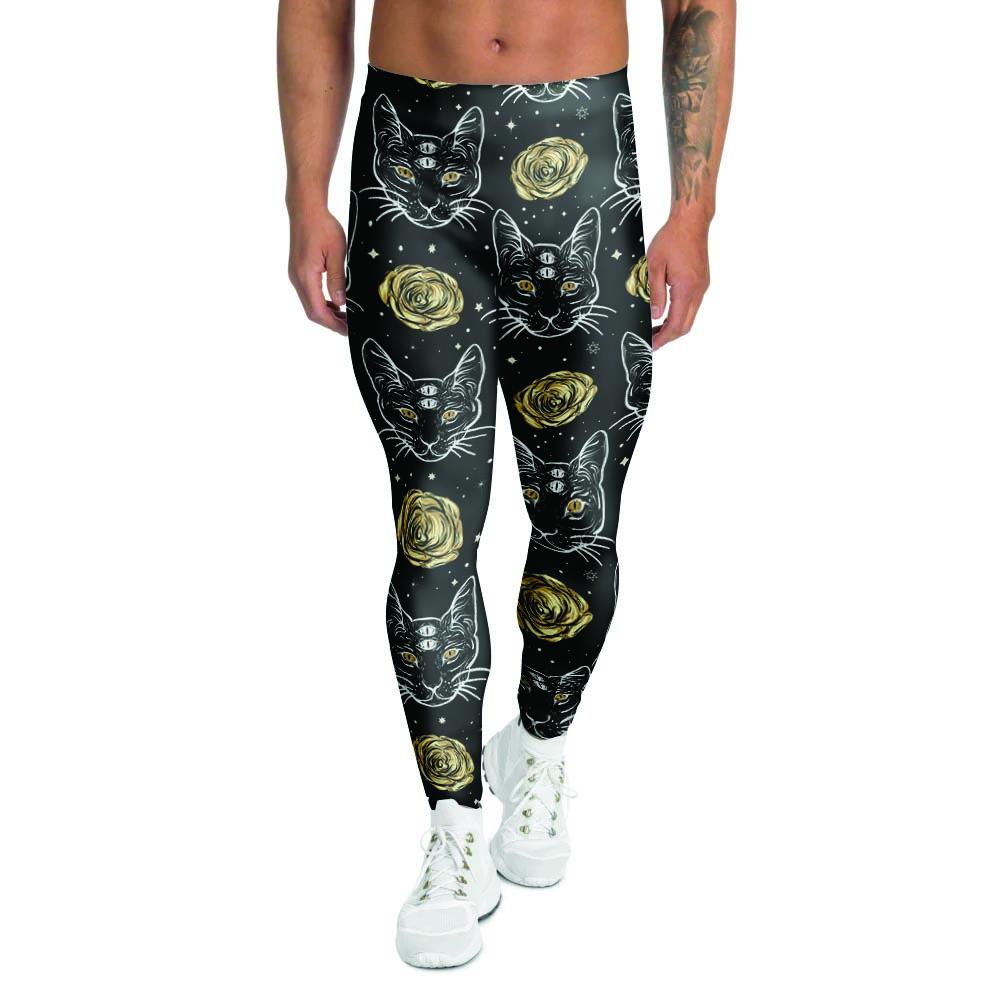 Black Cat Gothic Witch Men's Leggings-grizzshop