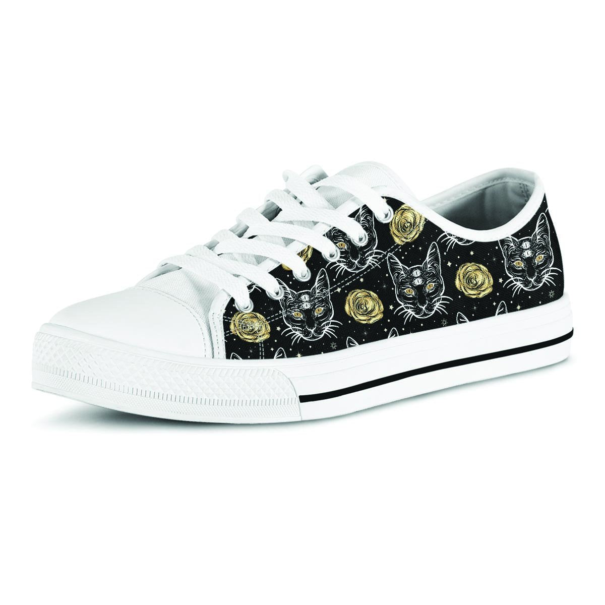 Black Cat Gothic Witch Men's Low Top Shoes-grizzshop