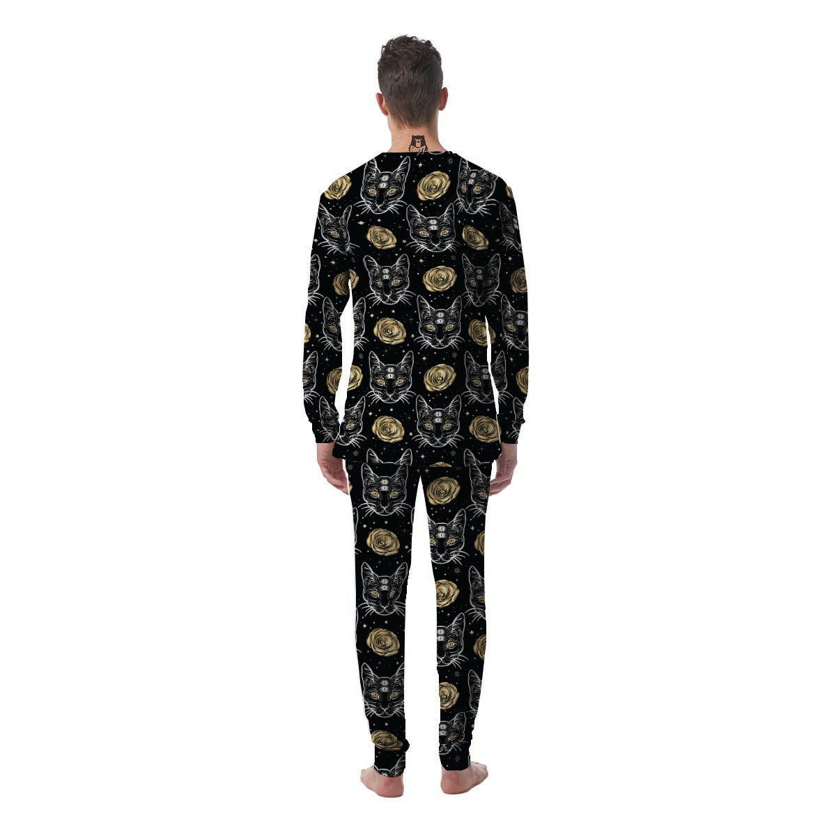 Black Cat Gothic Witch Men's Pajamas-grizzshop