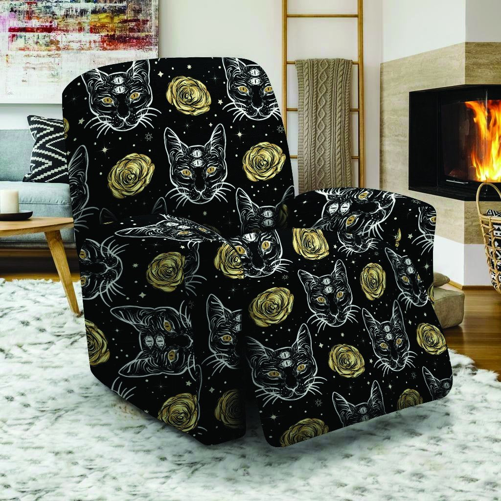 Black Cat Gothic Witch Recliner Cover-grizzshop