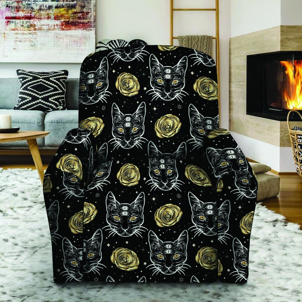 Black Cat Gothic Witch Recliner Cover-grizzshop