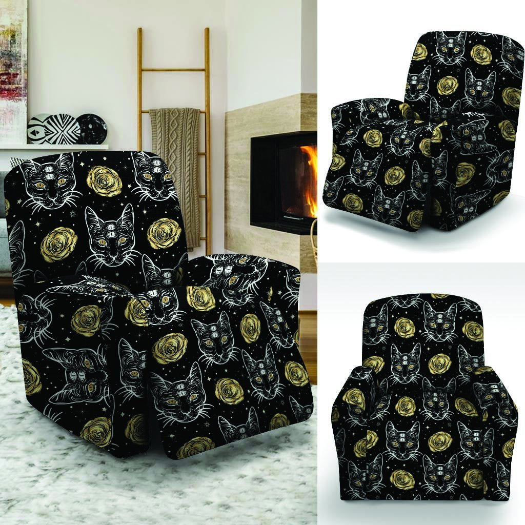 Black Cat Gothic Witch Recliner Cover-grizzshop