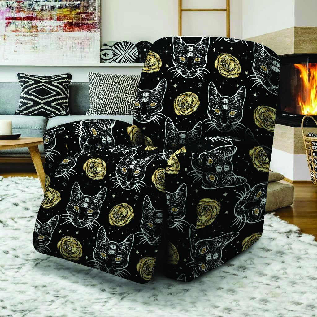 Black Cat Gothic Witch Recliner Cover-grizzshop