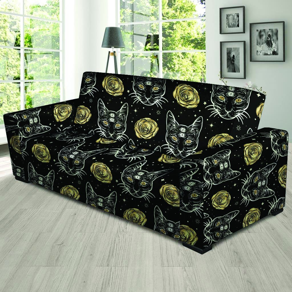 Black Cat Gothic Witch Sofa Cover-grizzshop