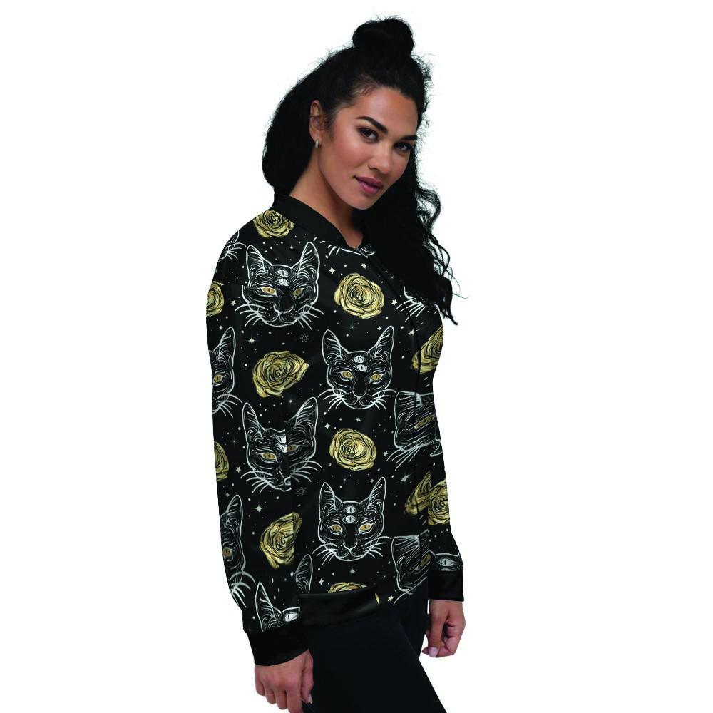 Black Cat Gothic Witch Women's Bomber Jacket-grizzshop