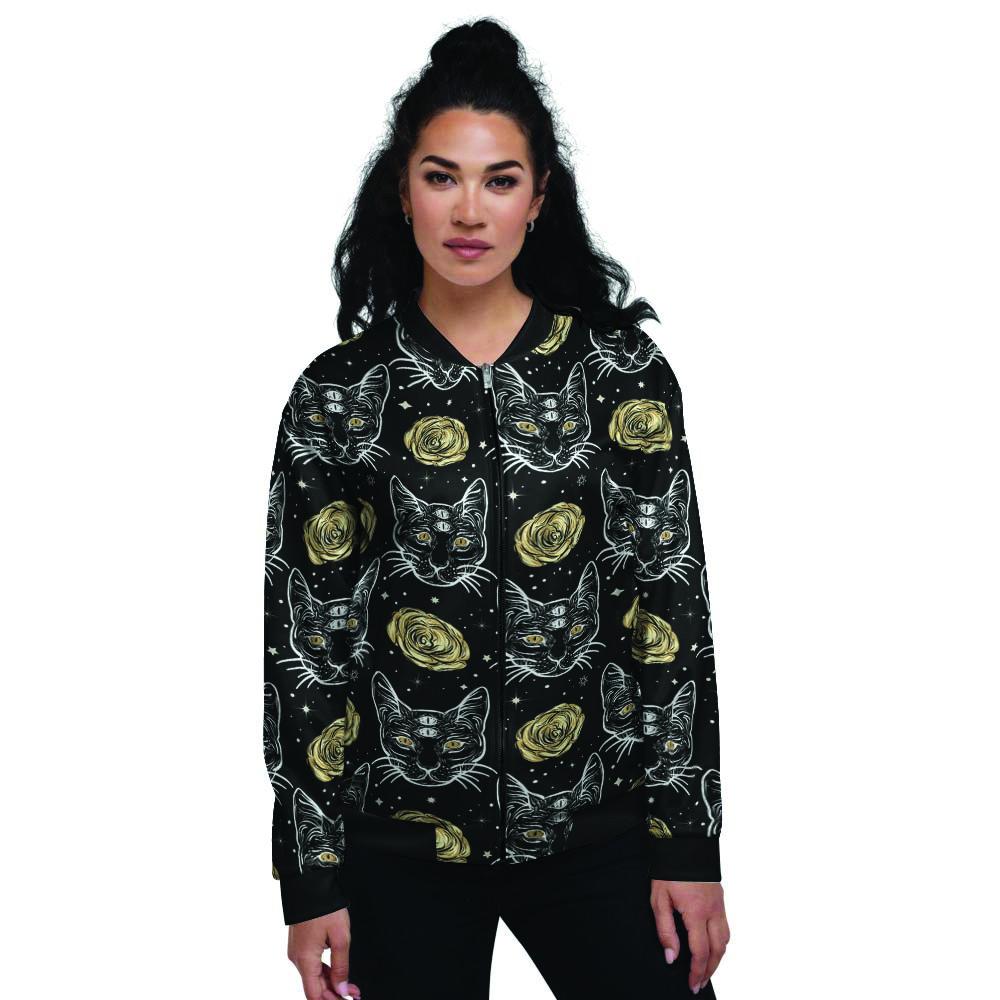 Black Cat Gothic Witch Women's Bomber Jacket-grizzshop