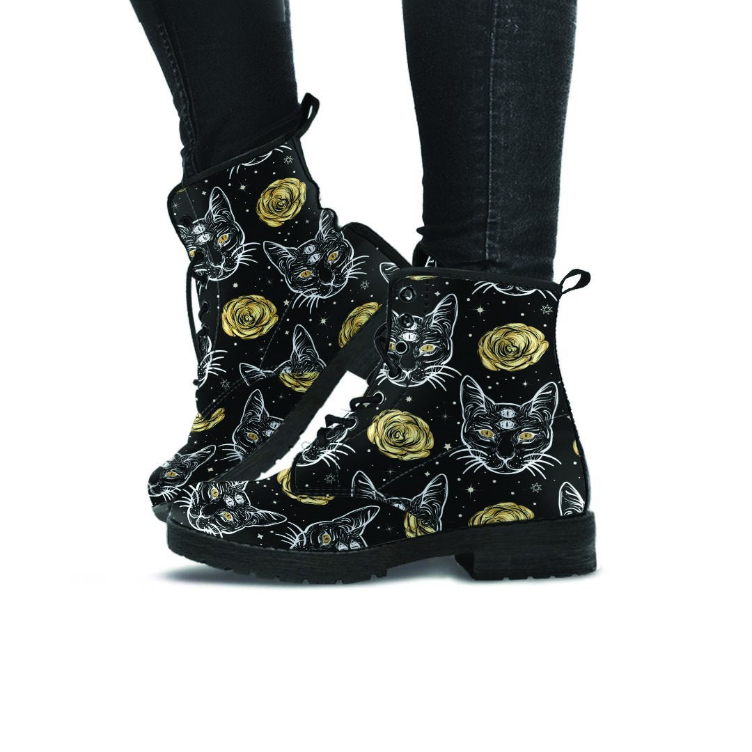 Black Cat Gothic Witch Women's Boots-grizzshop