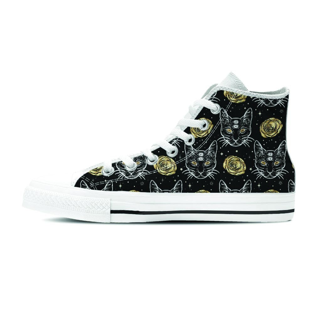Black Cat Gothic Witch Women's High Top Shoes-grizzshop