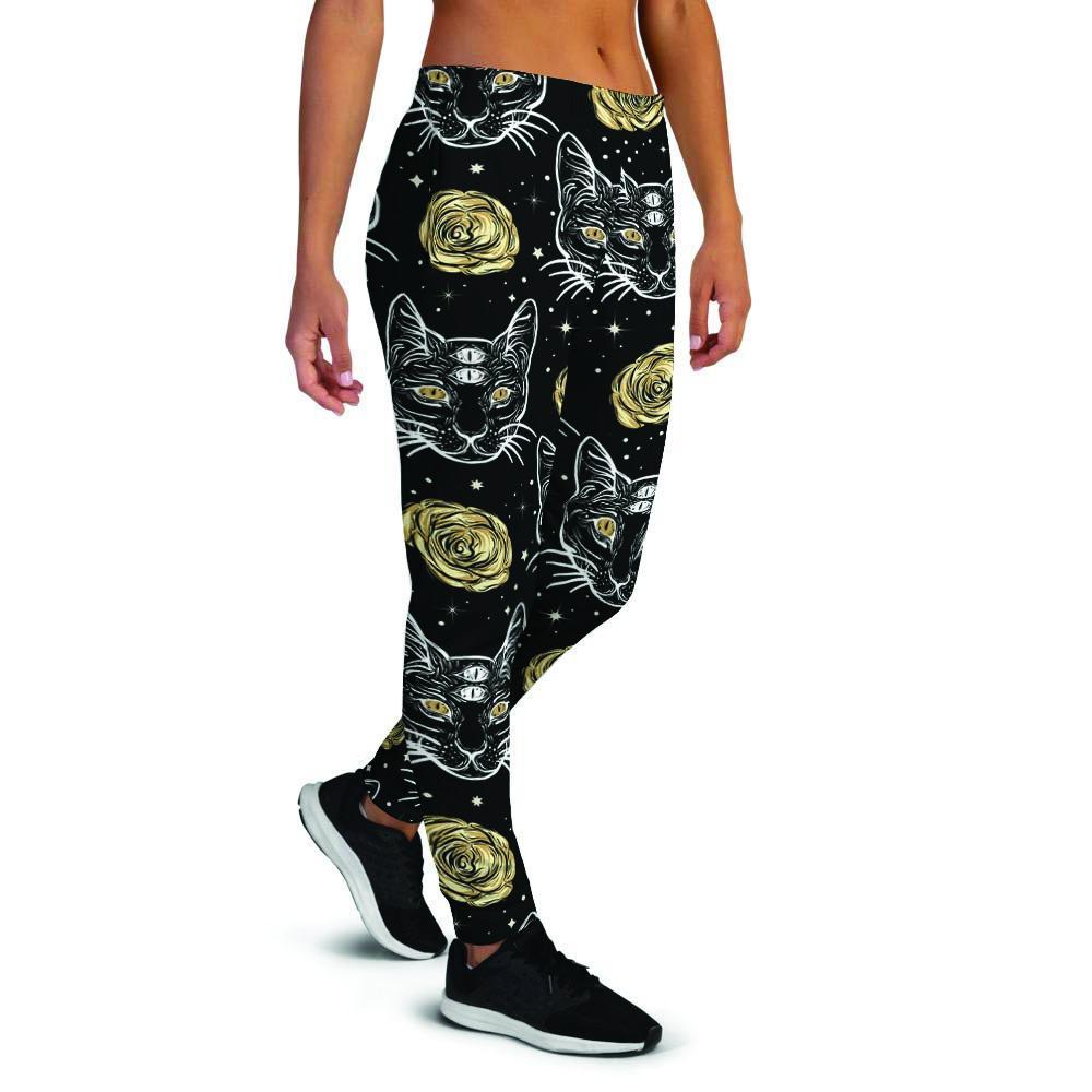 Black Cat Gothic Witch Women's Joggers-grizzshop