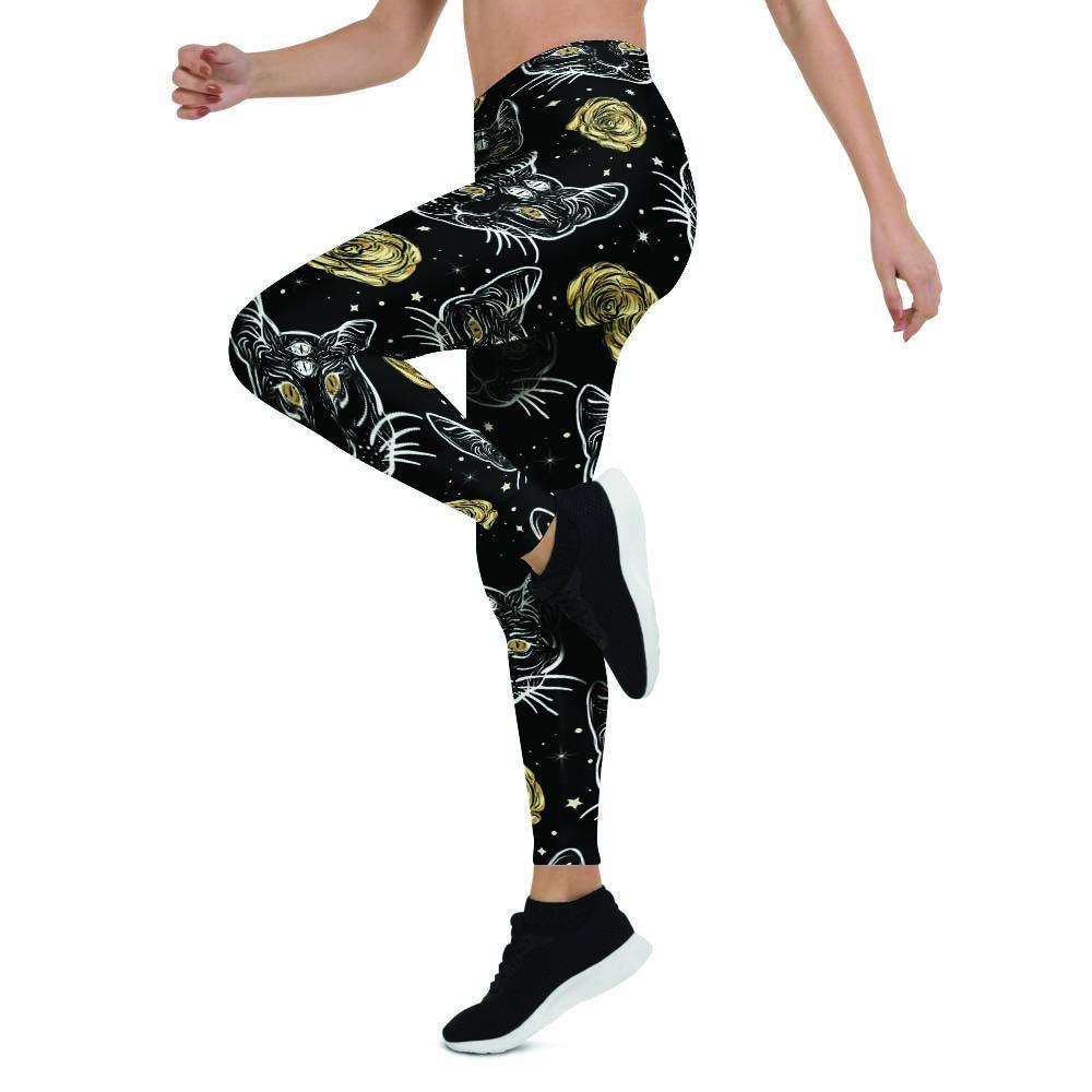 Black Cat Gothic Witch Women's Leggings-grizzshop