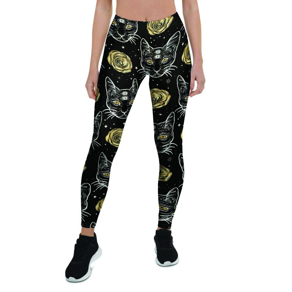 Black Cat Gothic Witch Women's Leggings-grizzshop