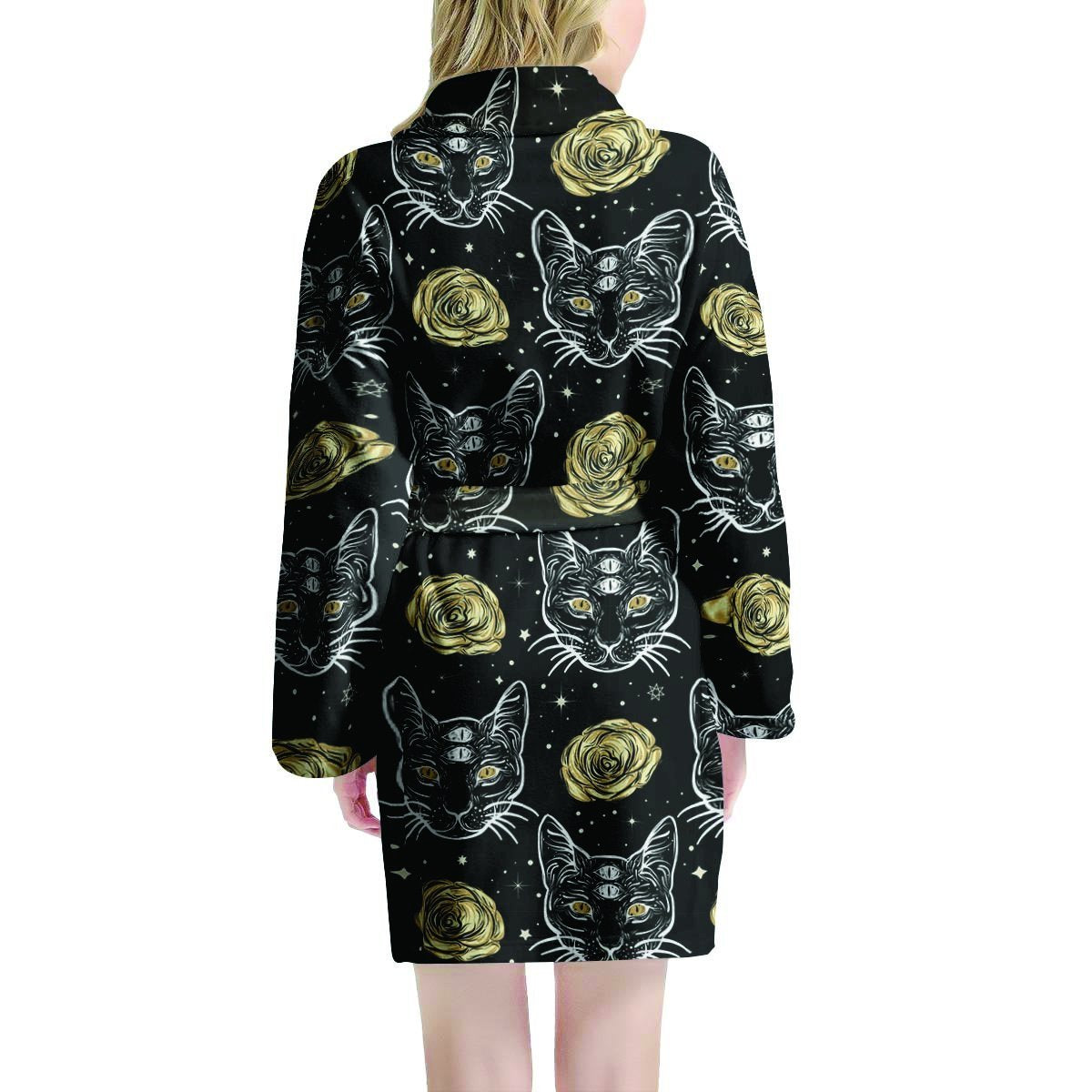 Black Cat Gothic Witch Women's Robe-grizzshop