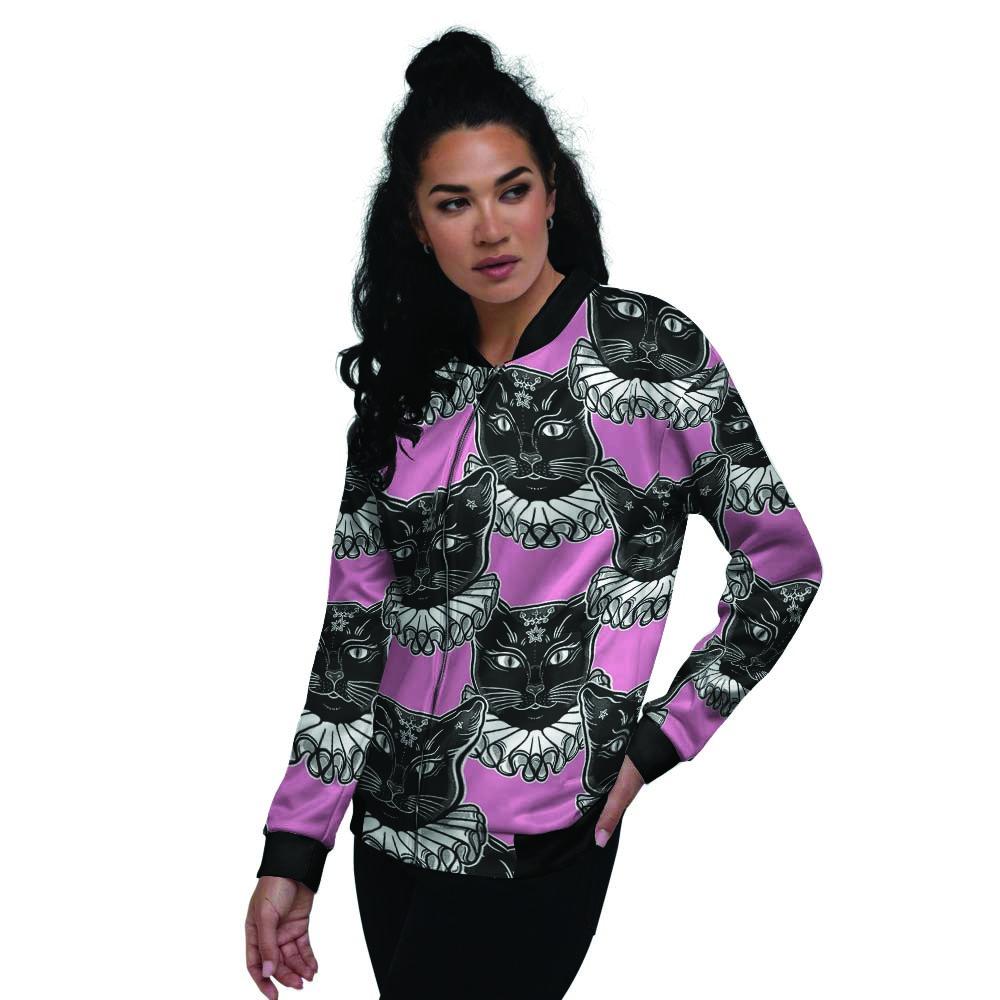 Black Cat Gothic Women's Bomber Jacket-grizzshop