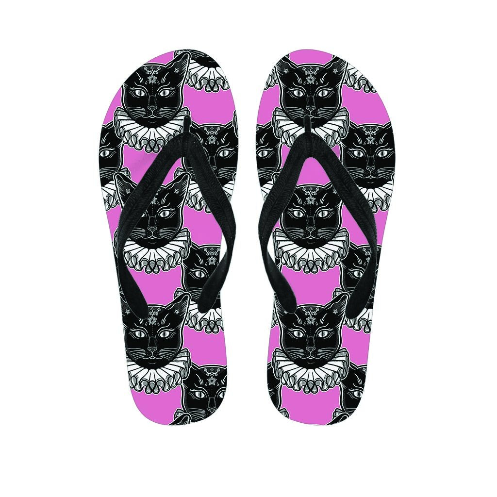 Black Cat Gothic Women's Flip Flops-grizzshop